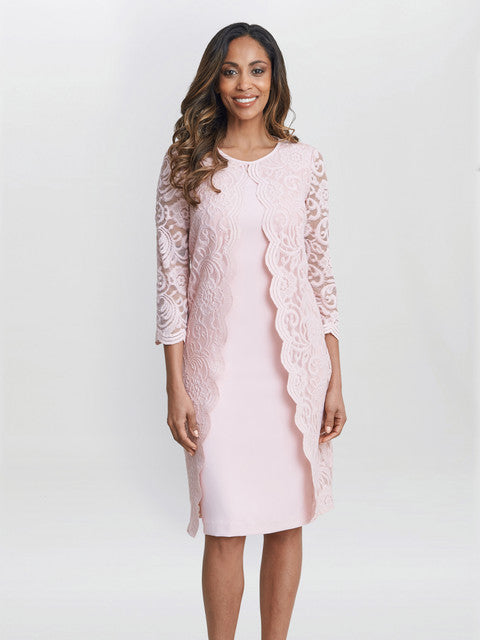 Clarabelle Mock Lace Jacket And Crepe Dress