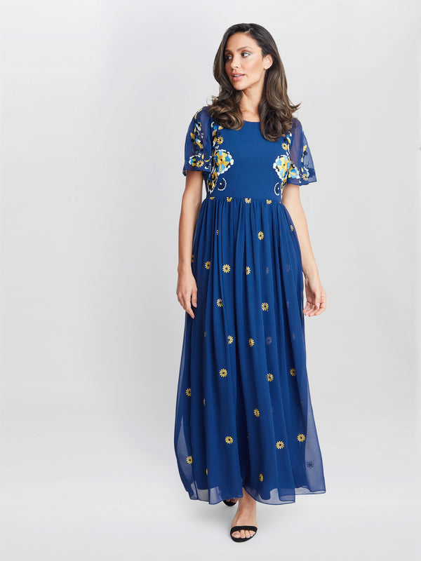 Stella Embroidered Dress With Flowers