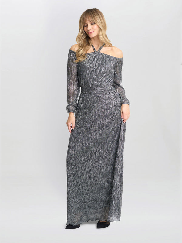 Sylvia Metallic Off The Shoulder Dress