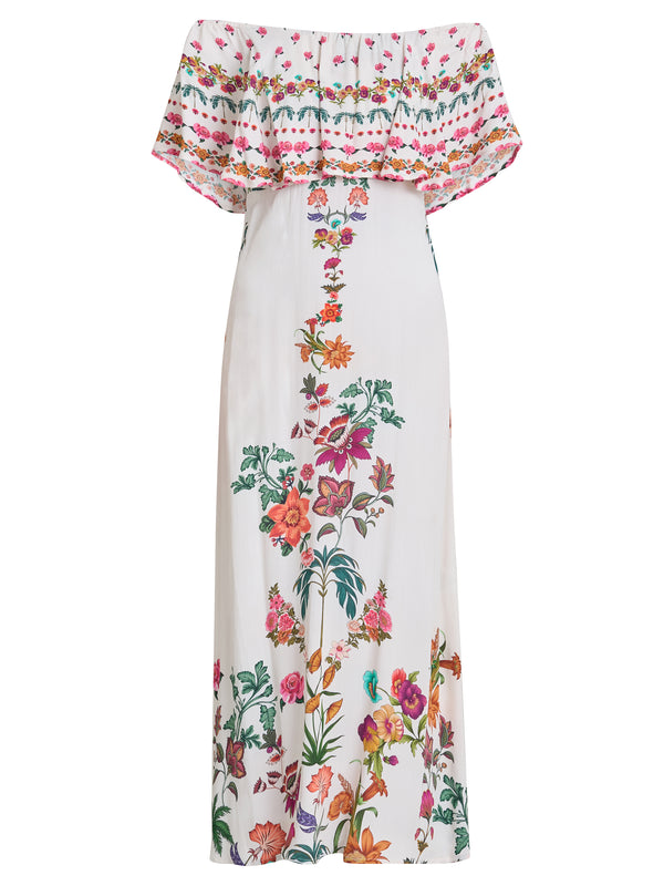 Rose Off The Shoulder Frill Dress
