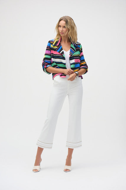 Joseph Ribkoff Stretch Straight Crop Pull-On Jeans with Beading