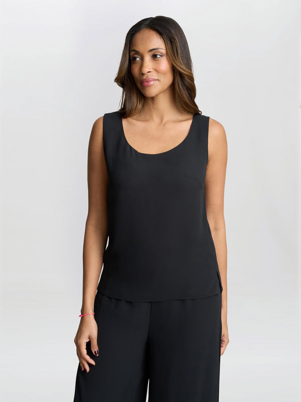 Black Double Layer Chiffon Cami