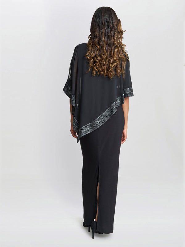 Amber Maxi Asymmetrical Cape Dress