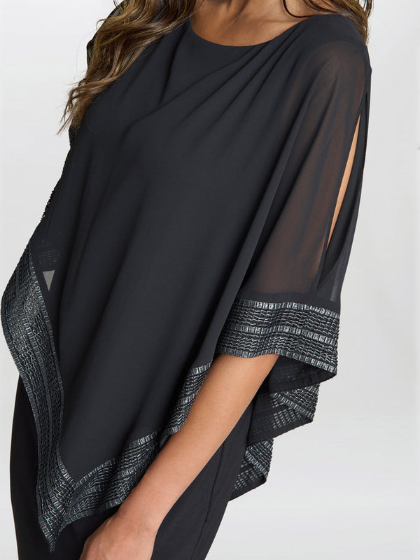 Amber Maxi Asymmetrical Cape Dress