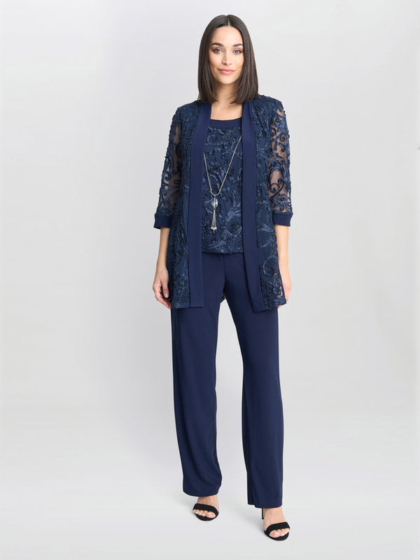 Joelle Embroidered Two Piece Trouser Suit With Detachable Necklace