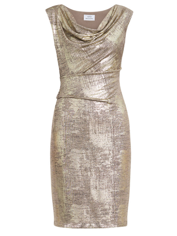 Payton Foil Print Cowl Neck Wrap Dress