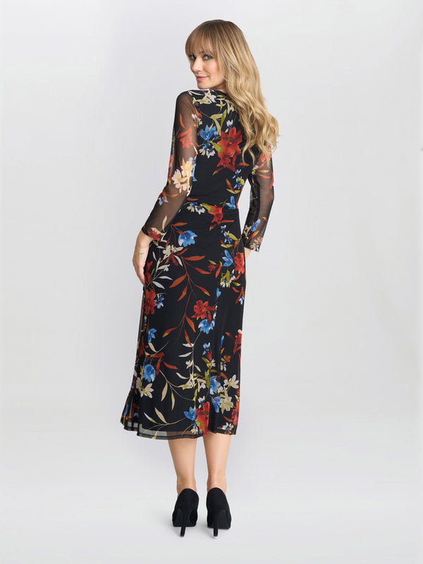 Tasmine Floral Mesh Wrap Dress