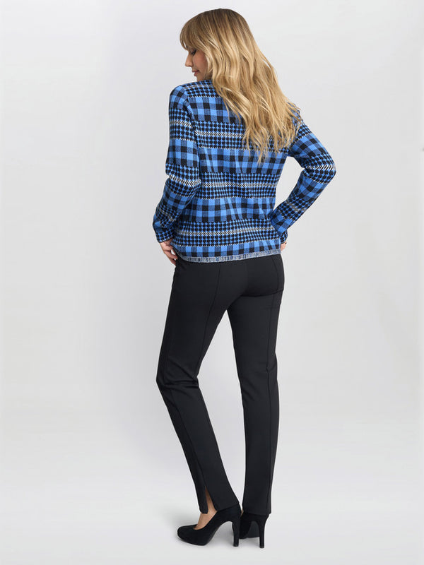 Cecily Zip Front Checked Knitted Cardigan