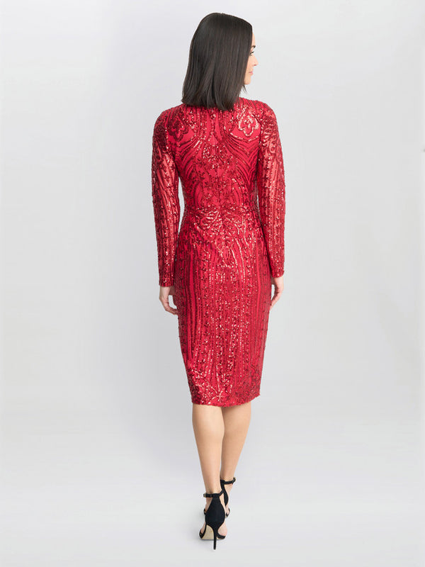 Angelique Red Sequin Midi Dress