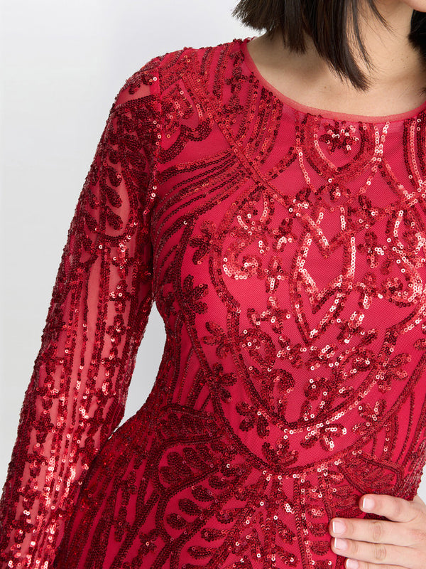 Angelique Red Sequin Midi Dress