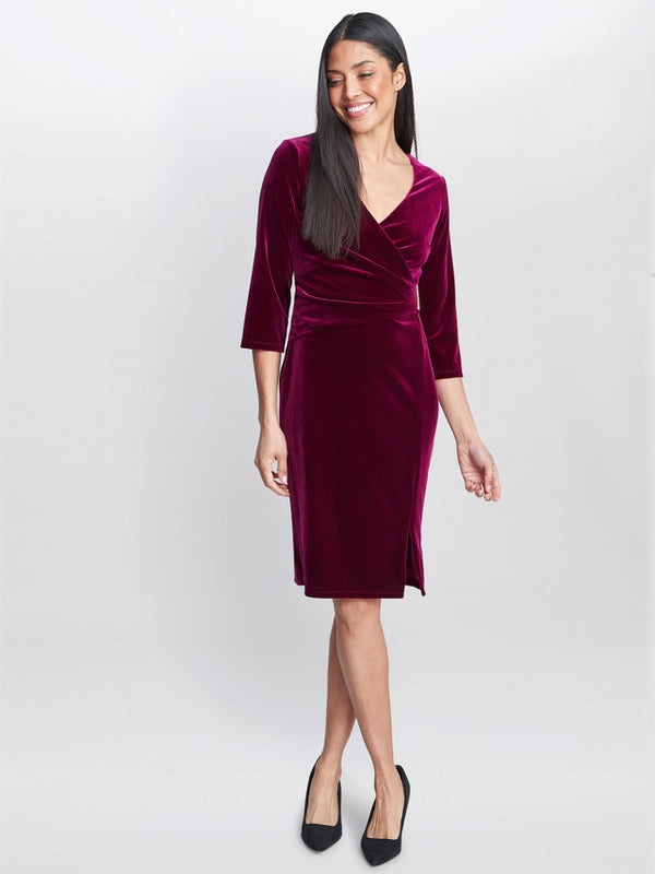 Rachael Velvet Dress With Gold Trim