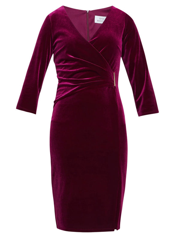 Rachael Velvet Dress With Gold Trim