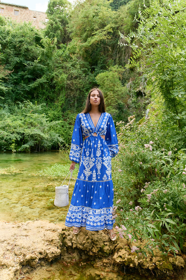 Piti Cuiti Blue Grecia Maxi Dress