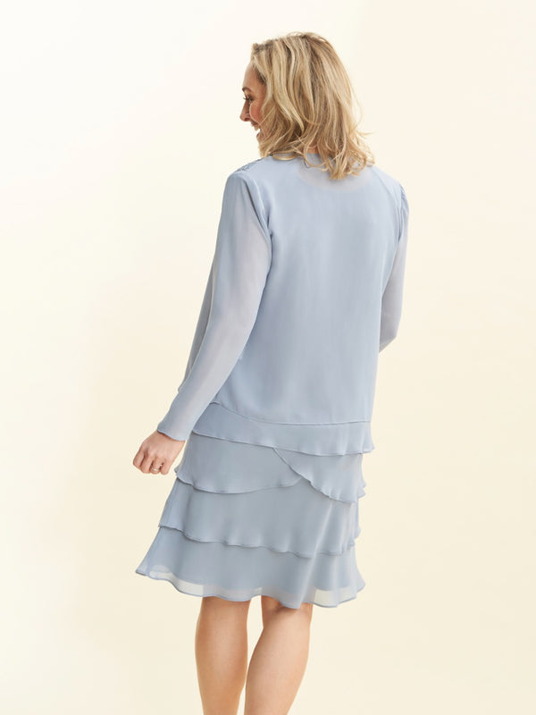 Camira Lace Shoulder Bead Tier Jacket Dress