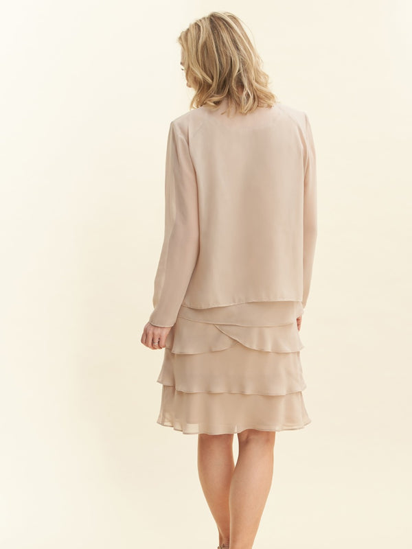 Camira Lace Shoulder Bead Tier Jacket Dress