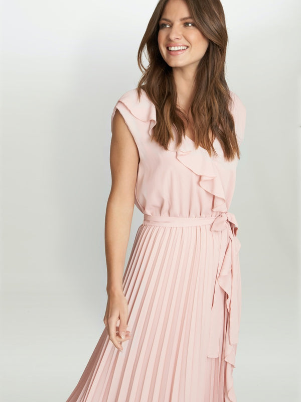 Caprice Maxi Dress With Frill Detail And Pleat Skirt