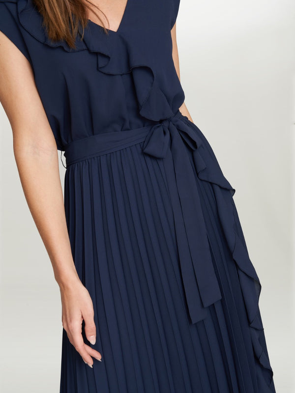 Caprice Maxi Dress With Frill Detail And Pleat Skirt