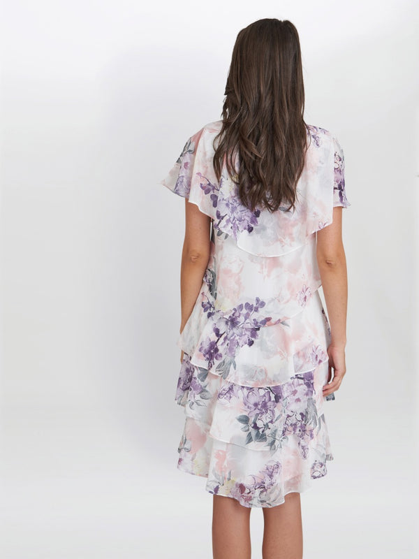 Chloe Floral Print Tiered Dress