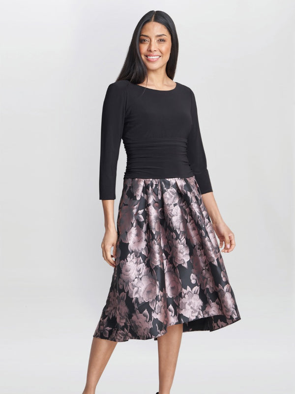 Hannah Floral Printed Jacquard Dress