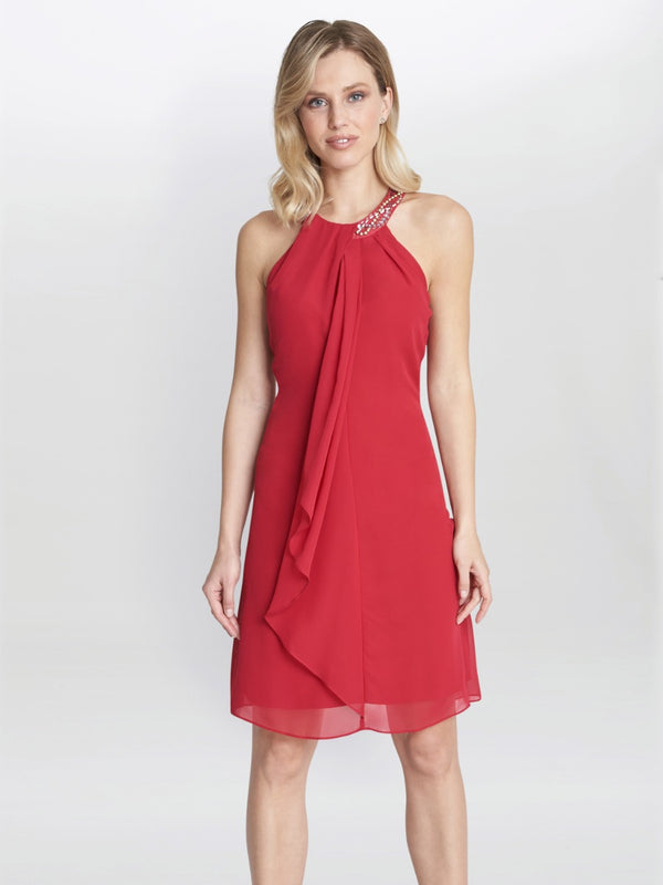 Jane Beaded Halterneck Chiffon Dress