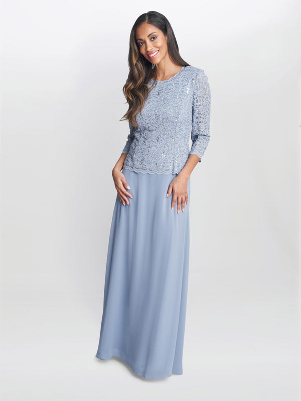 Virginia Maxi Lace Dress With Chiffon Skirt