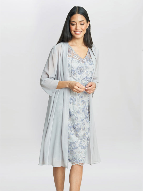 Tracy Embroidered Dress & Chiffon Jacket