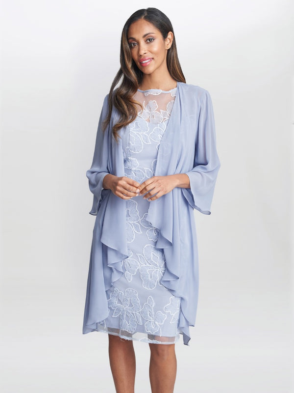 Elia Embroidered Dress And Chiffon Jacket