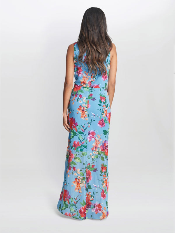 Jennifer Printed Maxi Dress With Twist Bodice