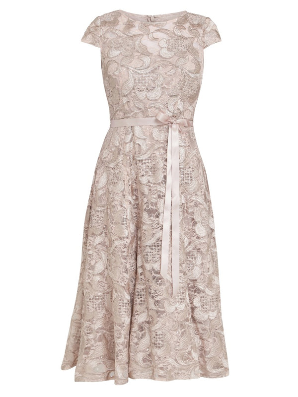 Evita Jewel Embroidered Midi-Length Dress