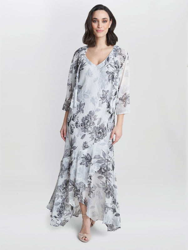 Mandy Midi Length Sleevless Printed Dress And Jacket