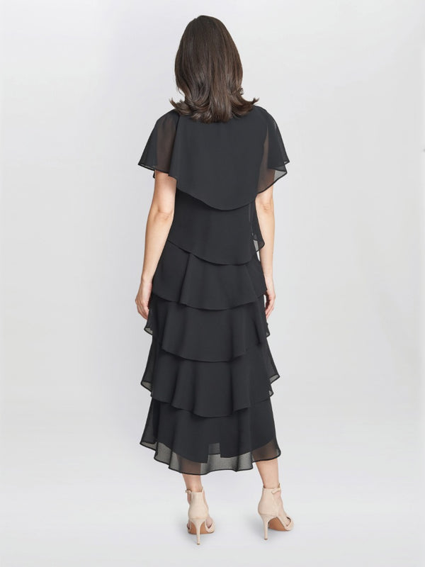 Rebecca Midi Tiered Dress With Shoulder Trim