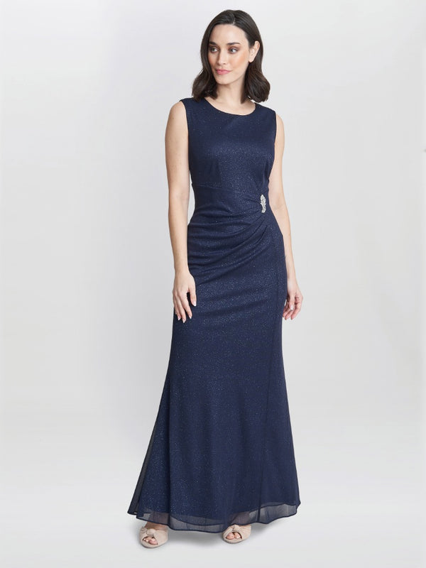 Alicia Maxi Dress With Embellishment And Matching Shawl