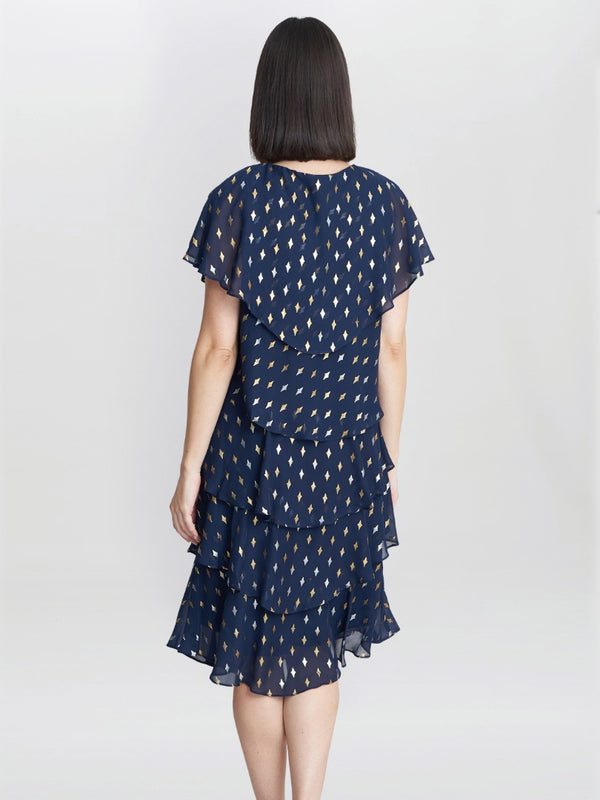 Sybil Foil Print Tier Dress