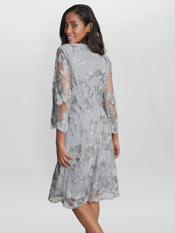 Savoy Embroidered Lace Mock Jacket With Jersey Dress