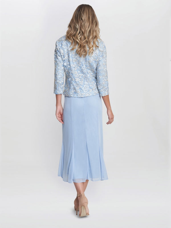 Joyce Midi Dress And Jacket With Embroidered Lace