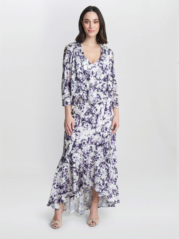 Rina Printed Midi Length Sleeveless Dress And Jacket