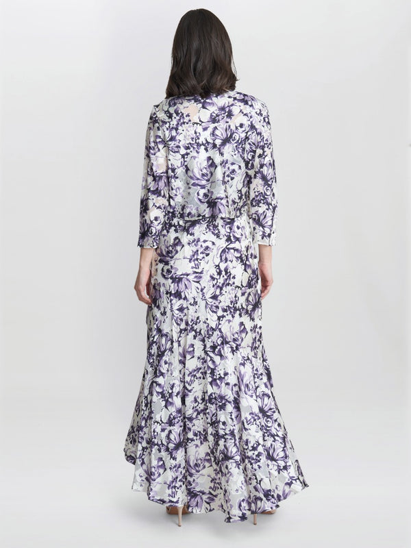 Rina Printed Midi Length Sleeveless Dress And Jacket