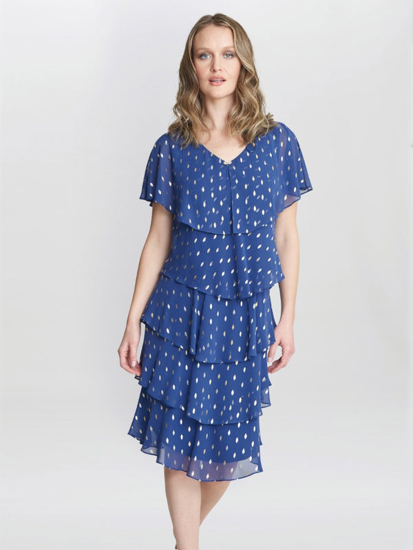 Juliette Foil Print Tier Dress