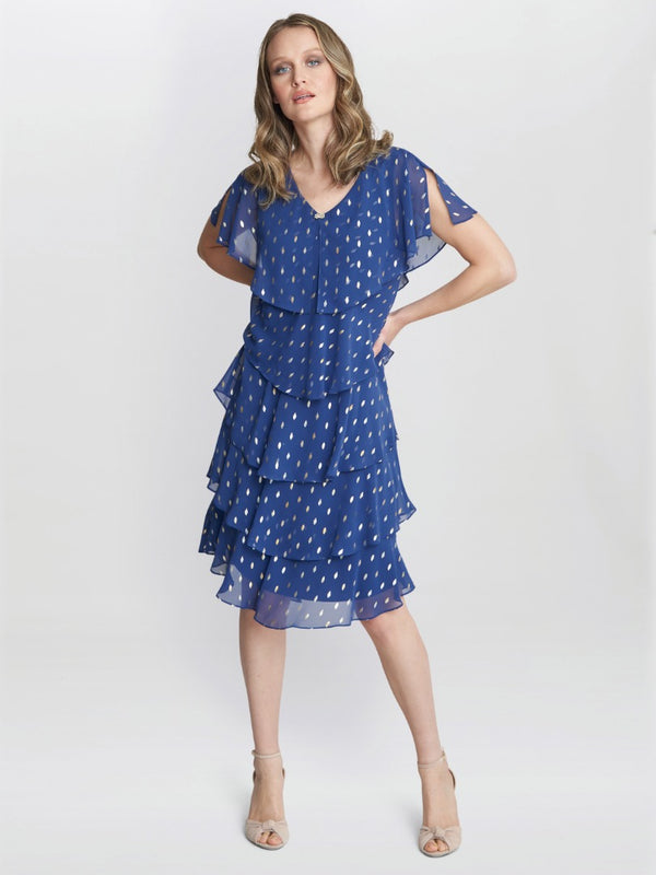 Juliette Foil Print Tier Dress