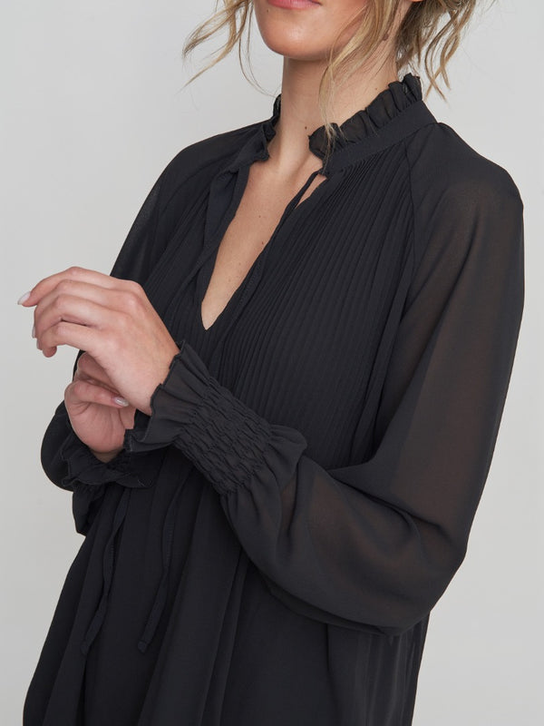 Delphine Pleat Frill Neck Blouse