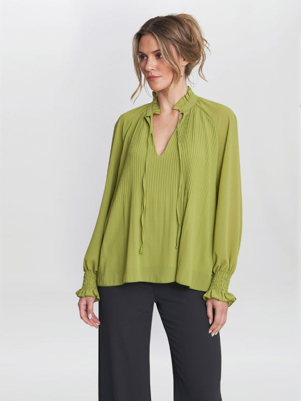 Delphine Pleat Frill Neck Blouse