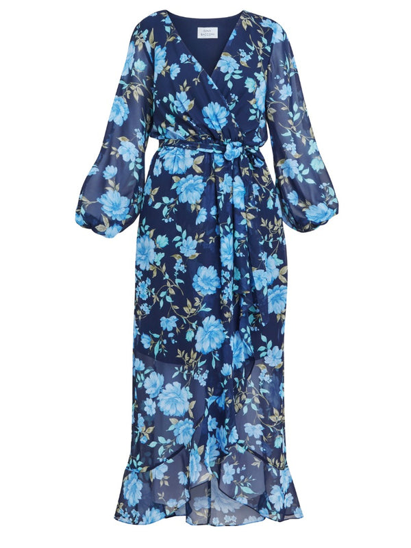 Norma Printed Maxi With Tulip Overlay And Tie Belt