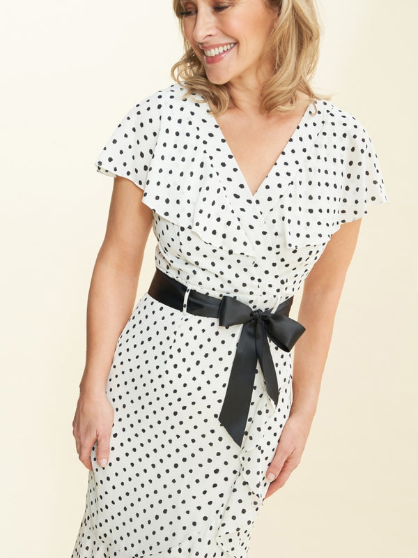 Fina Georgette Wrap Dress With Frills