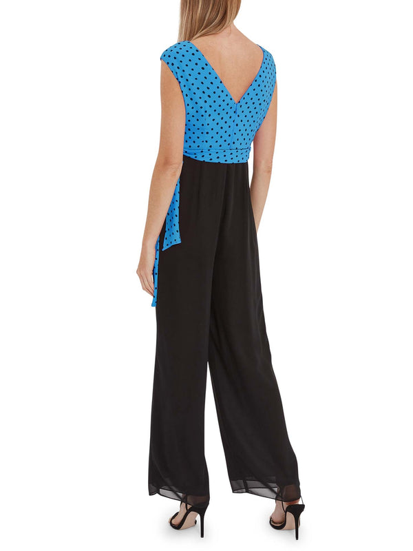 Milana Chiffon Jumpsuit With Spot Bodice