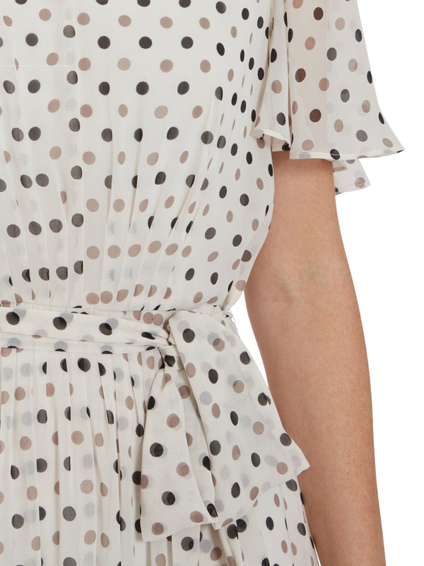 Freema Chiffon Spot Dress With Tie