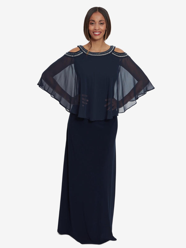 Turner Cold Shoulder Popover Gown With Beaded Neckline