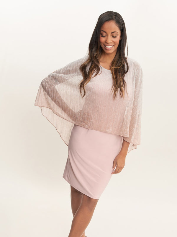 Shyla Foil Cape Chiffon Cocktail Dress