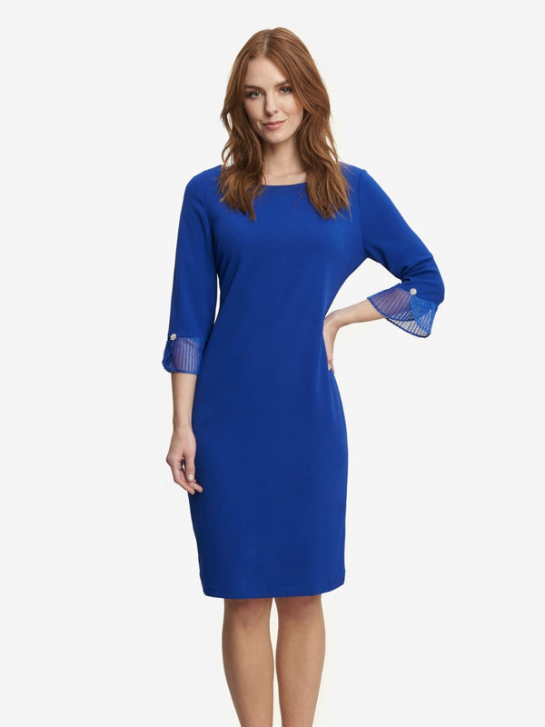 Kerry Sheath Dress With Illusion Pleated Sleeve Detail