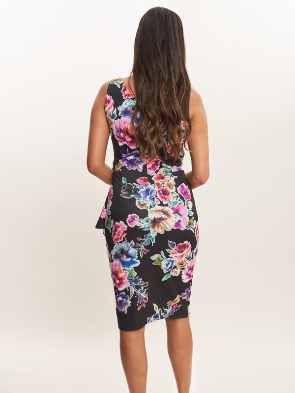 Nydia Printed Sheath Dress With Beaded Trim