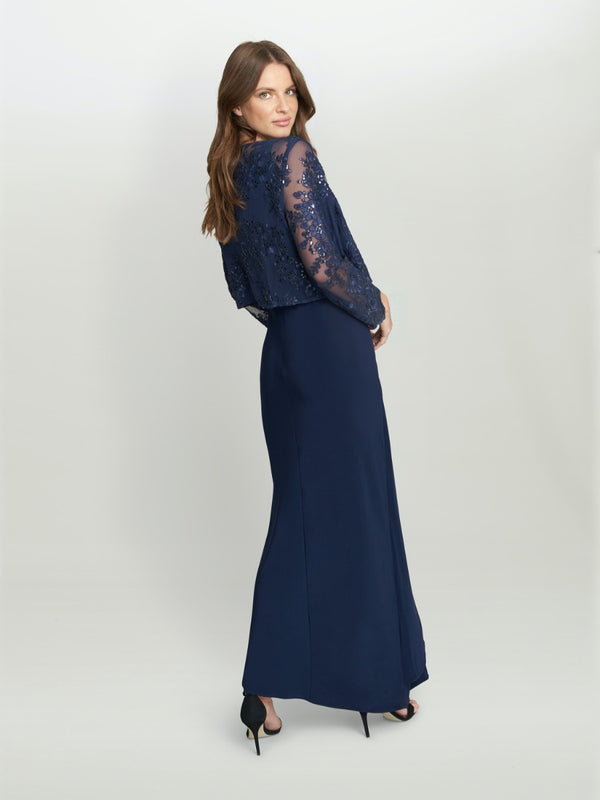 Meridith Embroidered Lace 2-Piece Scoop Neck 3/4 Sleeve Jacket Dress